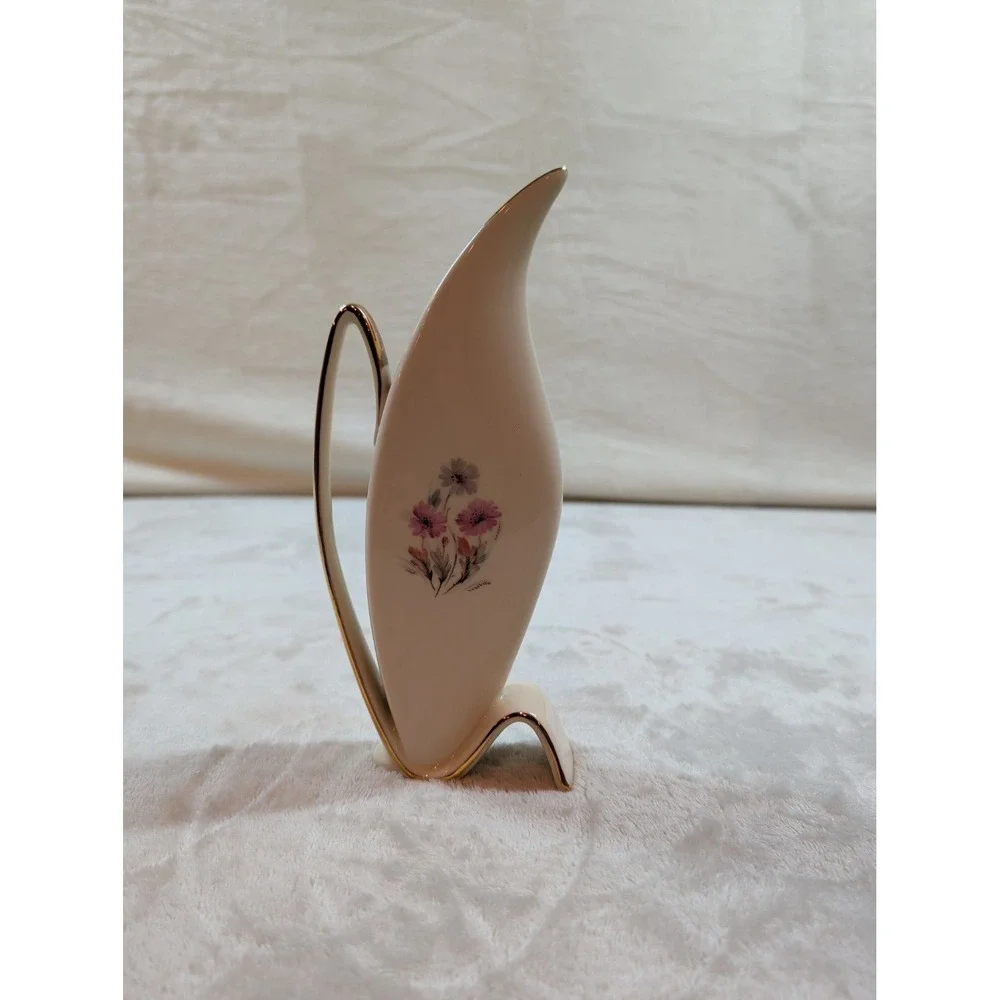 Vintage MCM CK Bavaria West Germany Porcelain‎ Bud Vase Atomic Gold Gilt Floral